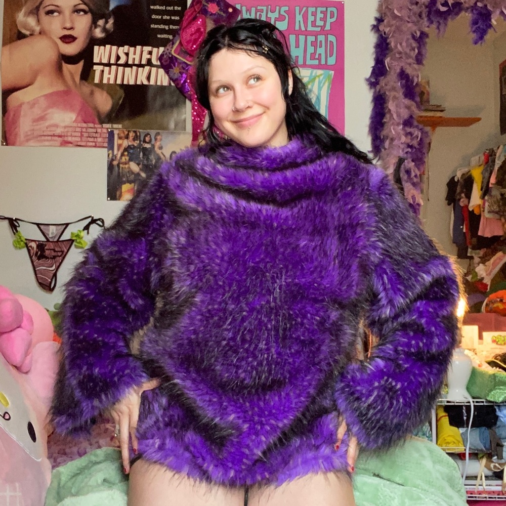 INSANE VINTAGE LIP SERVICE PURPLE FUR SWEATER
